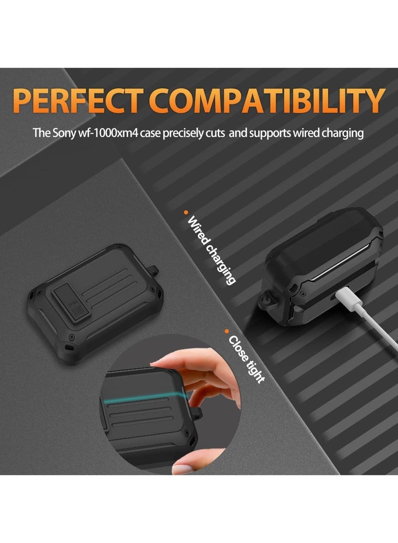 هوموسوبون جراب قفل آمن مناسب لهاتف Sony WF-1000XM4 غطاء واقٍ مقاوم للصدمات مع حلقة تسلق - Image 3