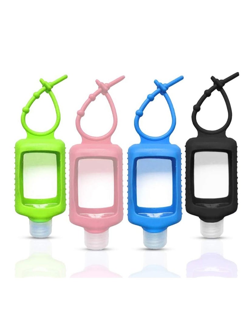 SYOSI Travel Size Plastic Clear Bottles w/Silicone Sleeve, 4 Pack Refillable Empty Squeeze Containers, Leakproof Flip Cap Keychain Bottles Hand Sanitizer Holder, for Backpack Travel Outdoor (60ml/2oz)  - Image 1