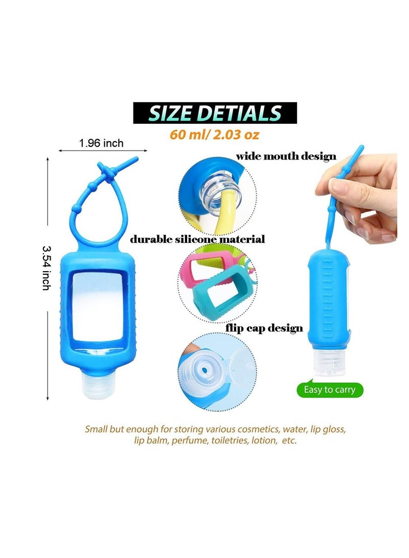 SYOSI Travel Size Plastic Clear Bottles w/Silicone Sleeve, 4 Pack Refillable Empty Squeeze Containers, Leakproof Flip Cap Keychain Bottles Hand Sanitizer Holder, for Backpack Travel Outdoor (60ml/2oz)  - Image 3