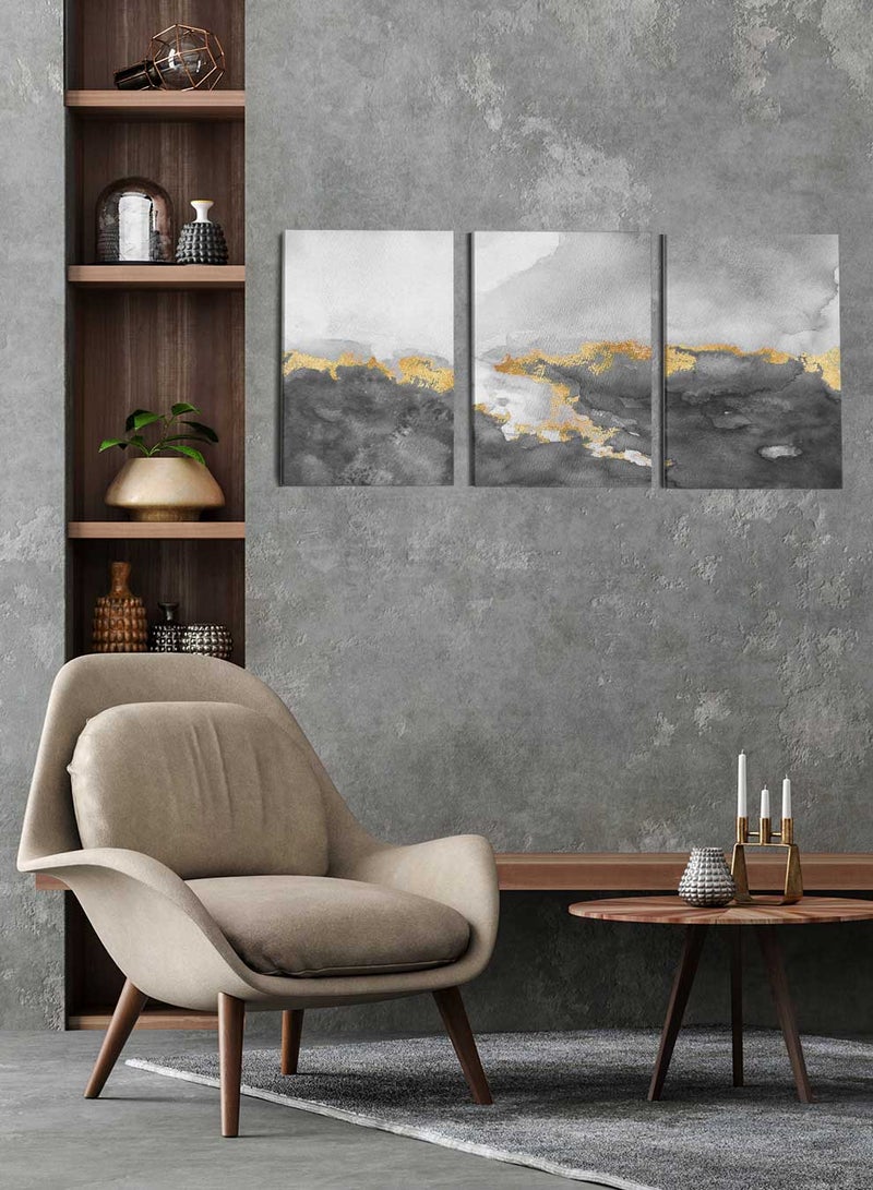 LOWHA Set Of 3 Framed Canvas Wall Arts Stretched Over Wooden Frame, Abstract Oil Paintings, For Home, Living Room, Office Decor - Image 2