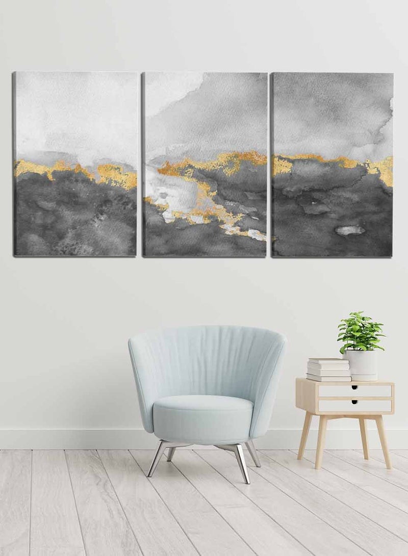 LOWHA Set Of 3 Framed Canvas Wall Arts Stretched Over Wooden Frame, Abstract Oil Paintings, For Home, Living Room, Office Decor - Image 3
