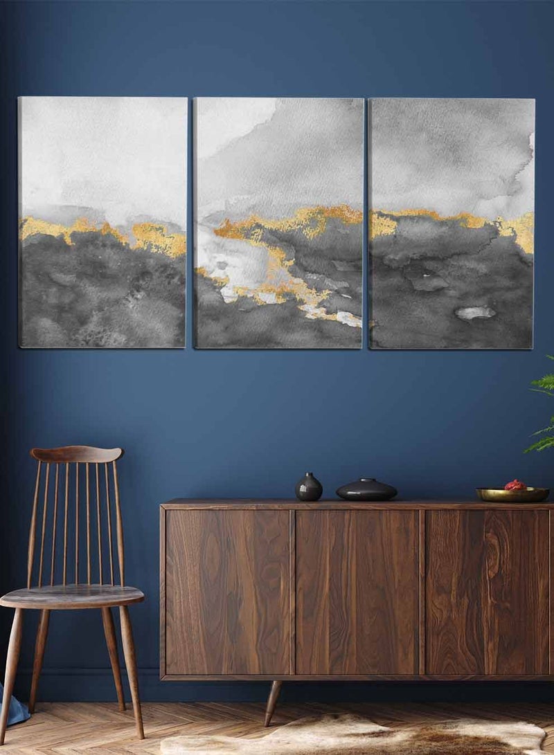 LOWHA Set Of 3 Framed Canvas Wall Arts Stretched Over Wooden Frame, Abstract Oil Paintings, For Home, Living Room, Office Decor - Image 4