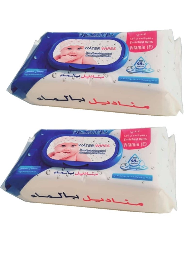 WELZIAD Pack Of 2 Baby Water Wipes 2X80 Wipes