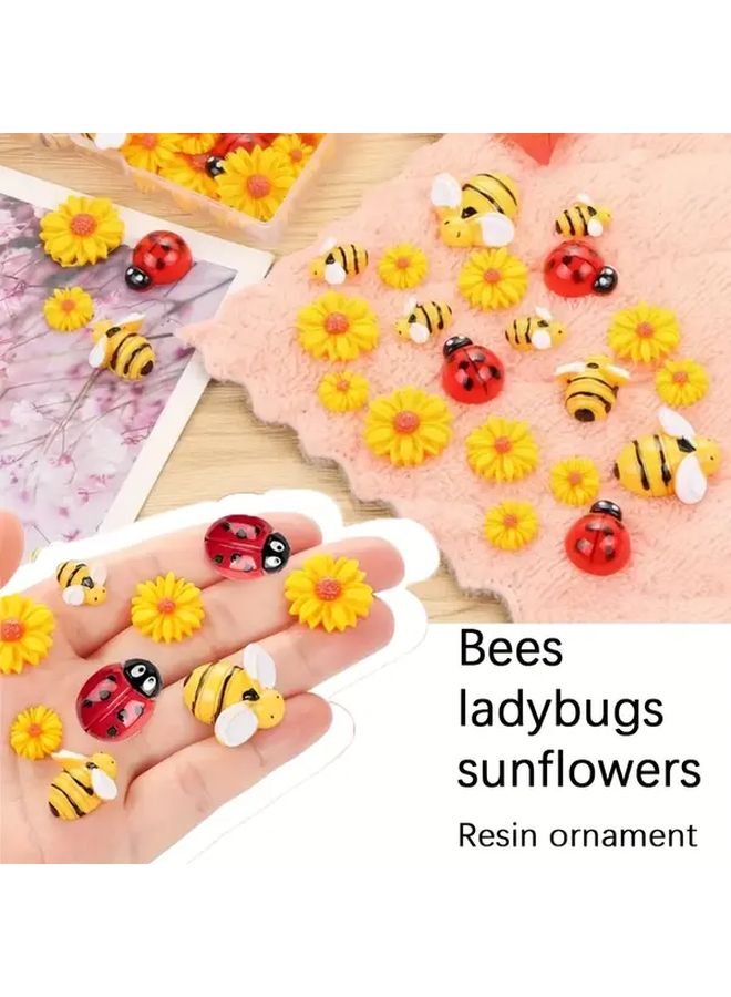 12pcs Flower And Insect Resin Decorations For DIY Craft Projects Scrapbooking Ornaments Home Bedroom Living Room Office Decor Party Gifts - Image 1