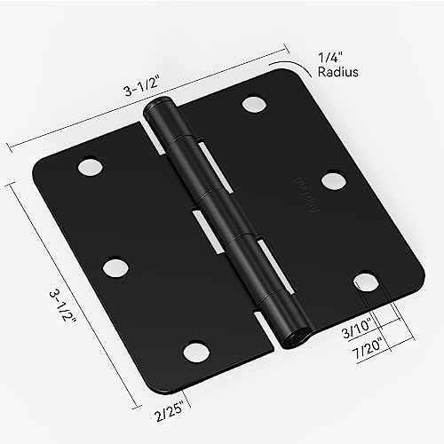 AmzGod Door Hinges Matte Black - 30 Pack Black Door Hinges 3.5 Inch Rounded Interior Door Hinge with 1/4" Radius Corners - Black Hinges for Doors 3 1/2 Inches Flat Iron Residential Door Hardware - Image 4