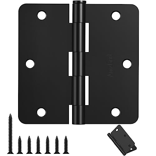 AmzGod Door Hinges Matte Black - 30 Pack Black Door Hinges 3.5 Inch Rounded Interior Door Hinge with 1/4" Radius Corners - Black Hinges for Doors 3 1/2 Inches Flat Iron Residential Door Hardware - Image 1