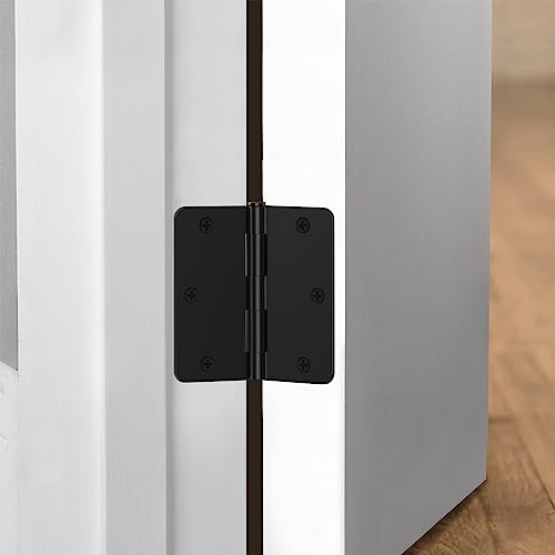 AmzGod Door Hinges Matte Black - 30 Pack Black Door Hinges 3.5 Inch Rounded Interior Door Hinge with 1/4" Radius Corners - Black Hinges for Doors 3 1/2 Inches Flat Iron Residential Door Hardware - Image 2
