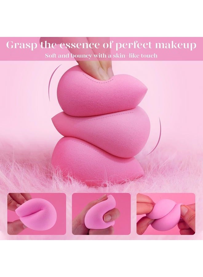 BEAKEY Super Soft Makeup Sponge Set of 6, Makeup Sponges for Foundation, Liquid, Cream and Powder, Pink Beauty Sponge for Blending, 0 Latex Blender, Christmas Stocking Stuffers for Adults - Image 2