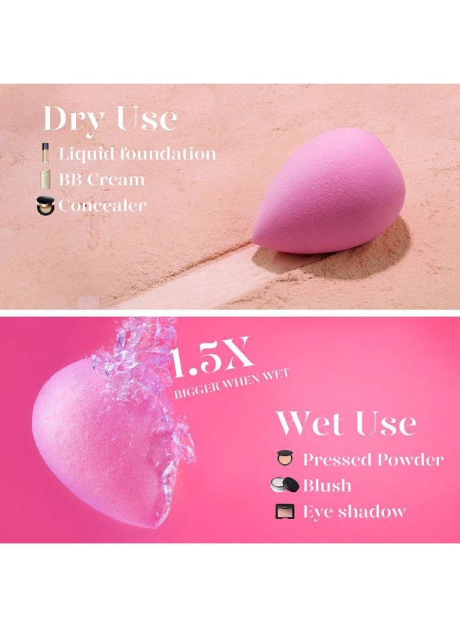 BEAKEY Super Soft Makeup Sponge Set of 6, Makeup Sponges for Foundation, Liquid, Cream and Powder, Pink Beauty Sponge for Blending, 0 Latex Blender, Christmas Stocking Stuffers for Adults - Image 5
