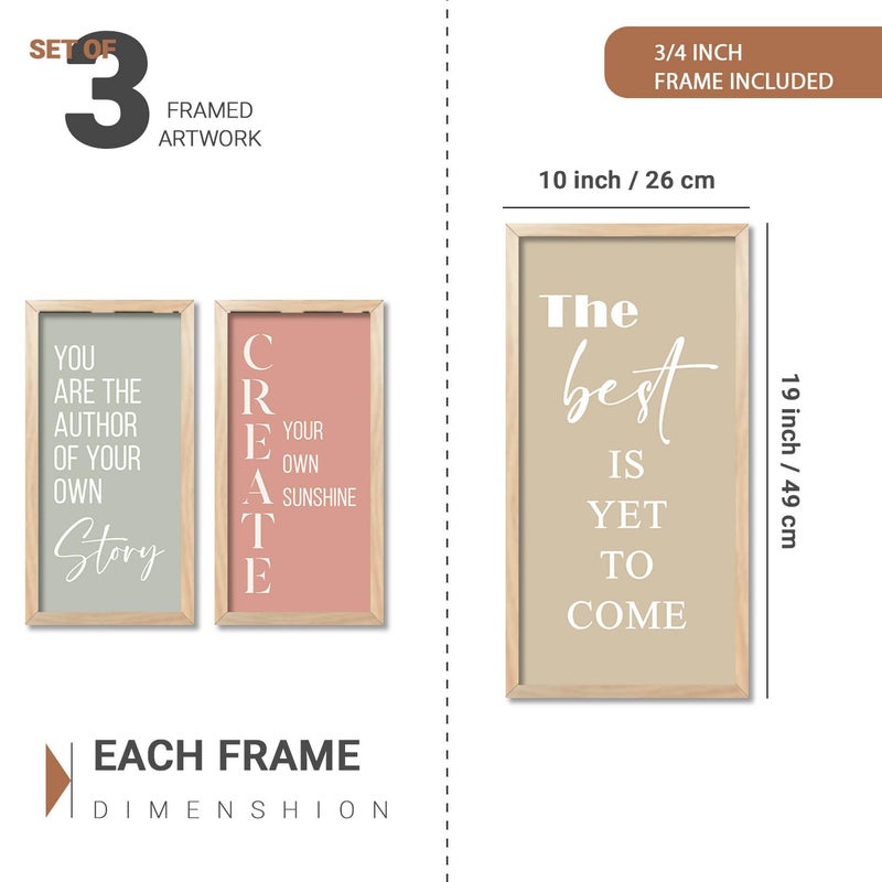 walllane Motivational Quotes Framed Posters for Decoration Wall Frames for Home and Office Wall Decor Poster With Frames Wall Art Wall Decoration Poster Set of 3 10x19 inch E - Image 2