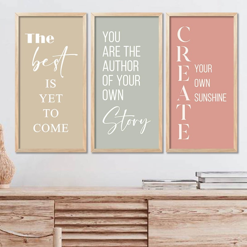 walllane Motivational Quotes Framed Posters for Decoration Wall Frames for Home and Office Wall Decor Poster With Frames Wall Art Wall Decoration Poster Set of 3 10x19 inch E - Image 1