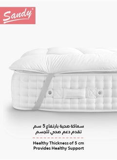 ساندي لباد سرير بتصميم فندقي فاخر, حشوة ناعمة من المايكروفايبر, مزود بأربطة مطاطية حتى ارتفاع 35 سم, طبقة ناعمة من نسيج الماكيروفايبر 100%, (مقاس مفرد عريض: 120×200 سم بسماكة 5 سم)  - Image 5