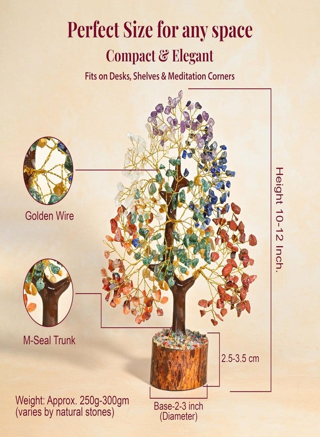 HindCraft 500 Beads 7 Chakra Crystal Tree - Healing Crystal Bonsai Tree with 500 Gemstones for Energy Balancing, Prosperity & Meditation - Feng Shui Spiritual Gift for Home & Office Décor (10-12 Inch) - Image 3