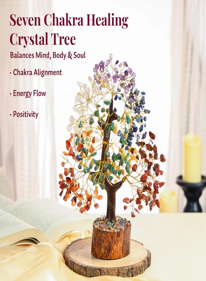 HindCraft 500 Beads 7 Chakra Crystal Tree - Healing Crystal Bonsai Tree with 500 Gemstones for Energy Balancing, Prosperity & Meditation - Feng Shui Spiritual Gift for Home & Office Décor (10-12 Inch) - Image 4