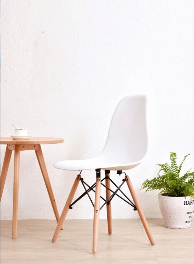 Generic Furniture White - Eames Style Armchair with Natural Wood Legs Eiffel Dining Room Chair - Image 4