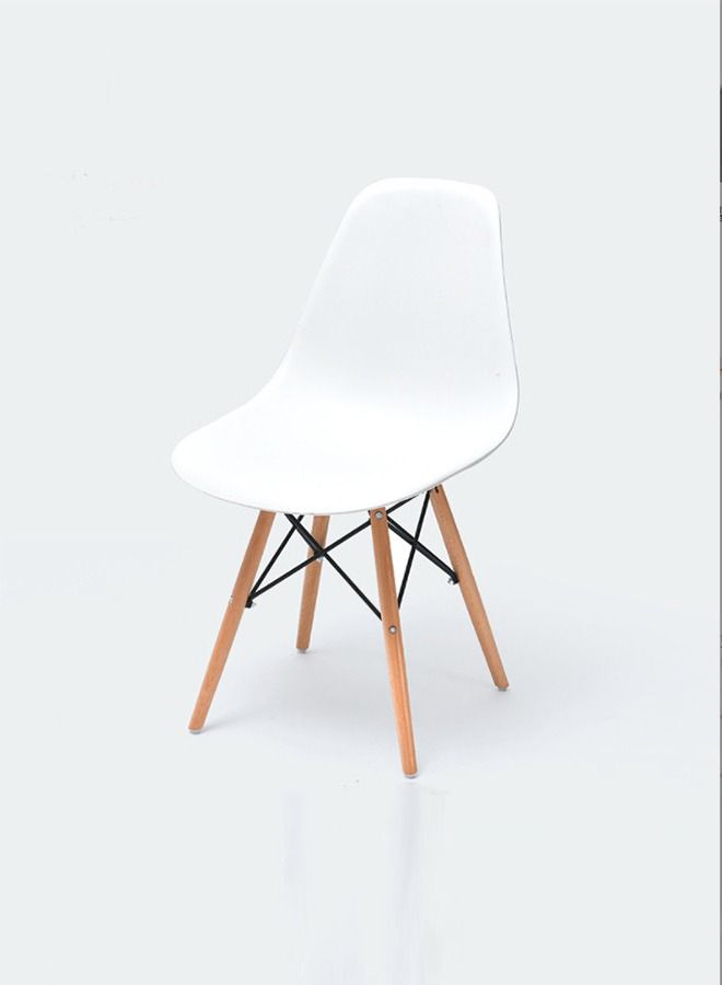 Generic Furniture White - Eames Style Armchair with Natural Wood Legs Eiffel Dining Room Chair - Image 1