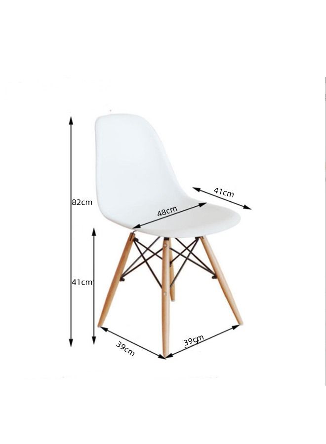Generic Furniture White - Eames Style Armchair with Natural Wood Legs Eiffel Dining Room Chair - Image 2