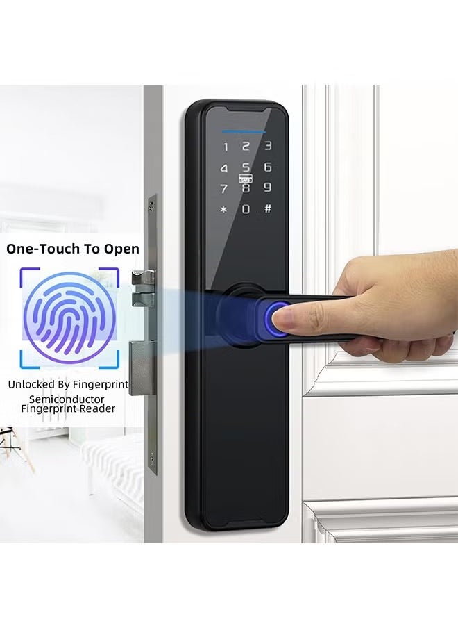 Generic - Tuya Smart Lock Fingerprint Lock Door Lock Keypad Door Lock with Handle Fingerprint Electronic Deadbolt Door Lock Smart Door Lock Compatible with Tuya APP - Image 1