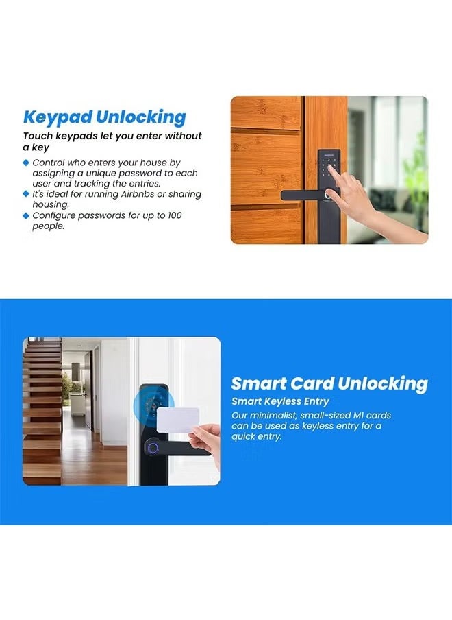 Generic - Tuya Smart Lock Fingerprint Lock Door Lock Keypad Door Lock with Handle Fingerprint Electronic Deadbolt Door Lock Smart Door Lock Compatible with Tuya APP - Image 1