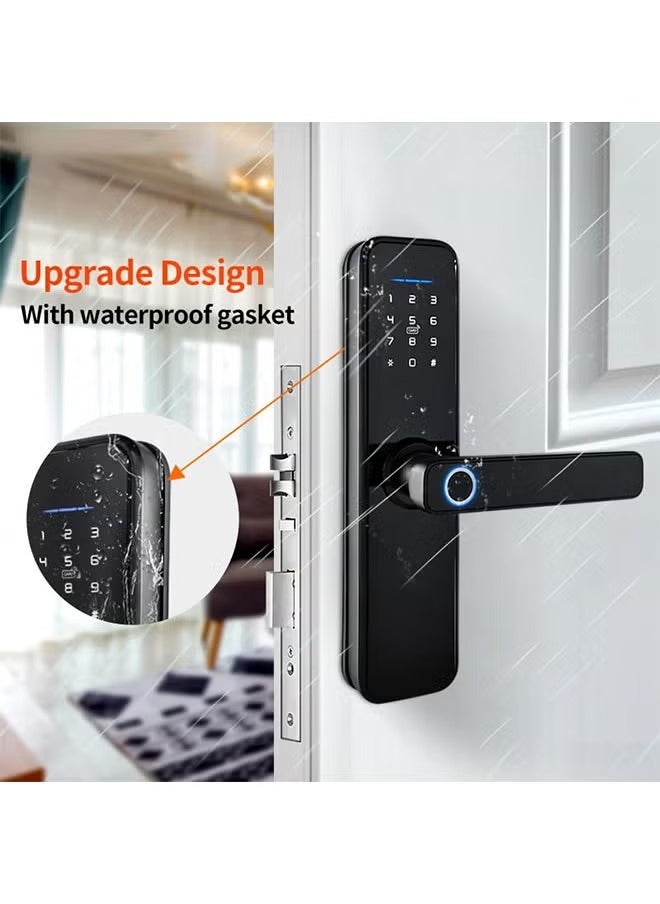 Generic - Tuya Smart Lock Fingerprint Lock Door Lock Keypad Door Lock with Handle Fingerprint Electronic Deadbolt Door Lock Smart Door Lock Compatible with Tuya APP - Image 1