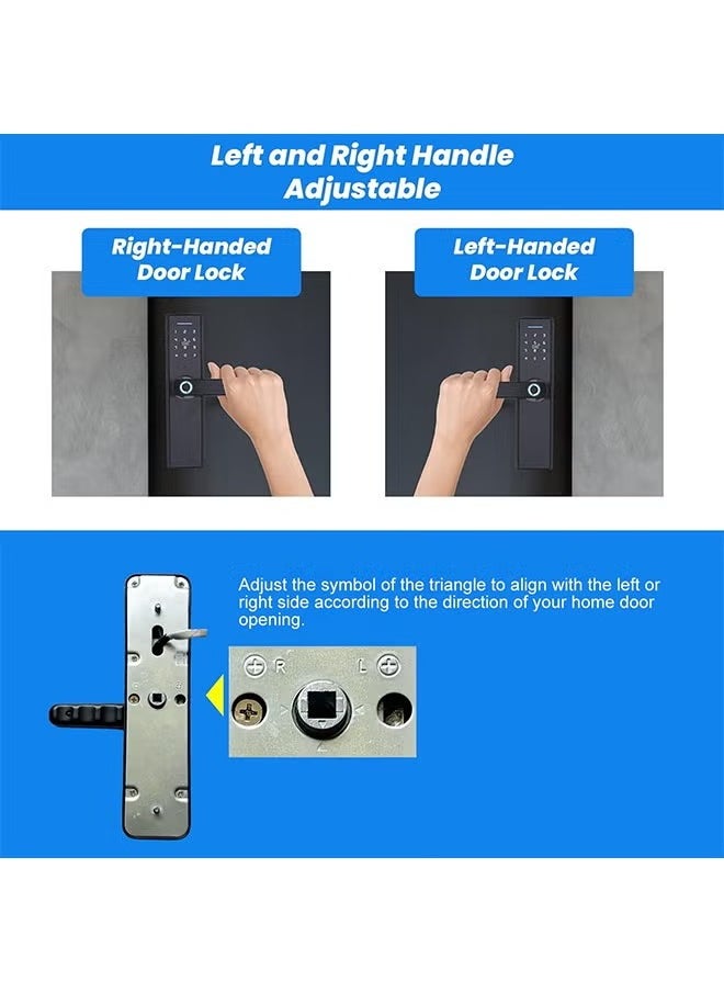 Generic - Tuya Smart Lock Fingerprint Lock Door Lock Keypad Door Lock with Handle Fingerprint Electronic Deadbolt Door Lock Smart Door Lock Compatible with Tuya APP - Image 1