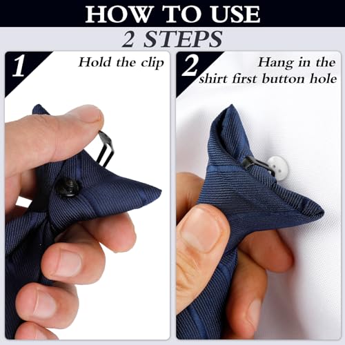 ONESING 6 Pcs Clip on Ties for Men 20 Inch Clip on Tie Plaid Striped Dots Pre Tied Necktie for Office School Party Wedding Multicolor - Image 3