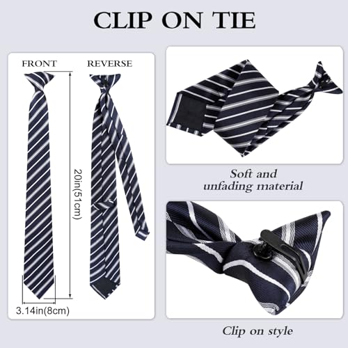 ONESING 6 Pcs Clip on Ties for Men 20 Inch Clip on Tie Plaid Striped Dots Pre Tied Necktie for Office School Party Wedding Multicolor - Image 2