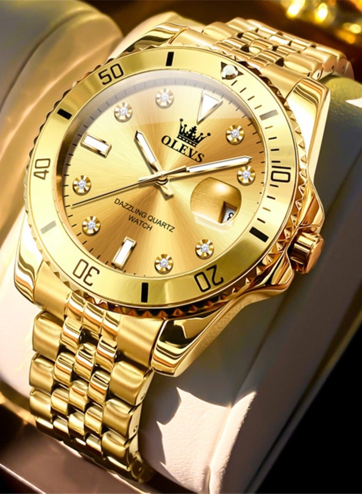 أوليفز ساعة OLEVS للرجال كوارتز أصلية من أفضل العلامات التجارية ساعة مقاومة للماء للرجال من الفولاذ المقاوم للصدأ ساعة كوارتز فاخرة للرجال ساعة يد مضيئة - Image 1
