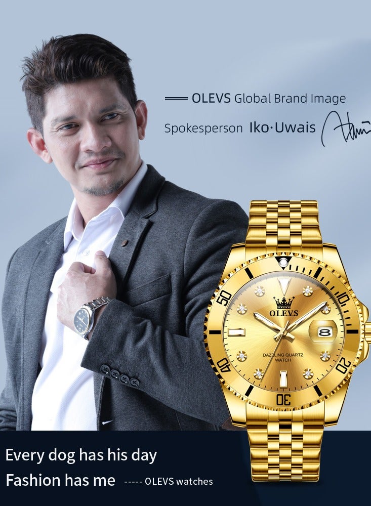 أوليفز ساعة OLEVS للرجال كوارتز أصلية من أفضل العلامات التجارية ساعة مقاومة للماء للرجال من الفولاذ المقاوم للصدأ ساعة كوارتز فاخرة للرجال ساعة يد مضيئة - Image 4