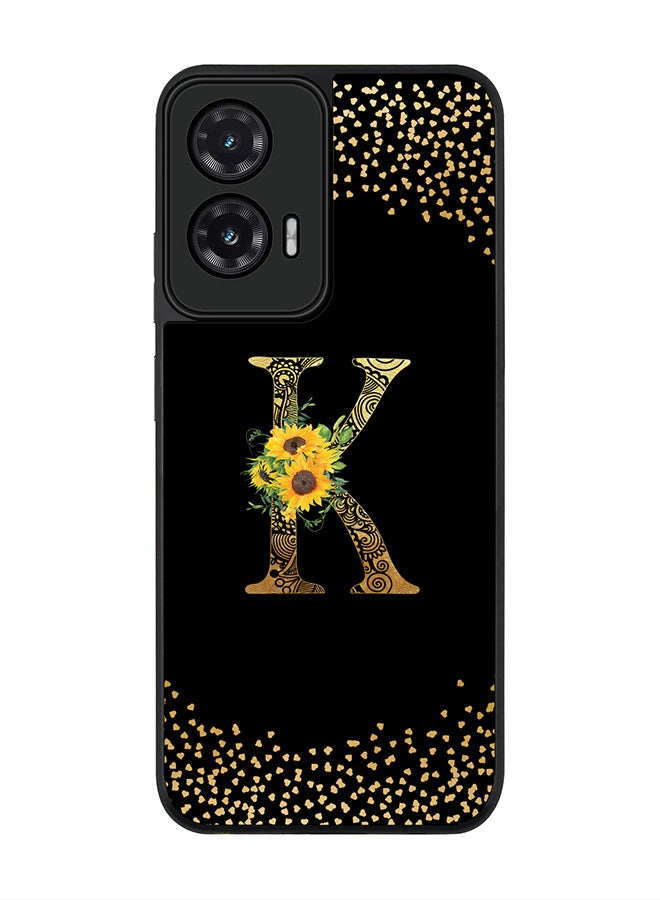 Stylizedd For Motorola Moto G35 Case,Slim fit Camera Protection, Shockproof Thin Phone cover  - Custom Floral Monogram - K ( Black )
