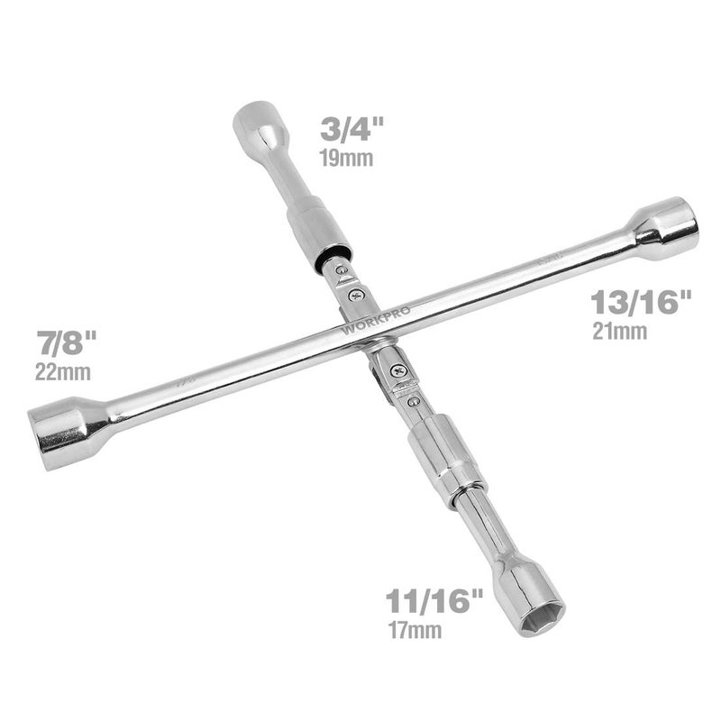 WORKPRO Universal Folding Lug Wrench, 4-Way Cross Wrench - Image 2