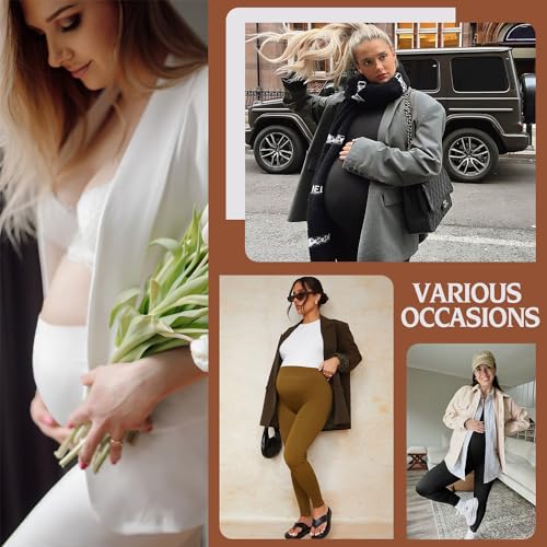 MoreFeel 4 Pack Women’s Maternity Leggings with Pockets Over The Belly Butt Lift - Soft Workout Pregnancy Yoga Pants - Image 5