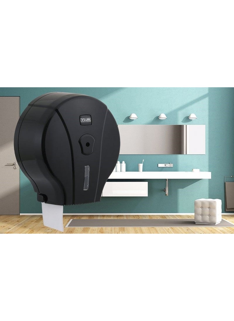 Vialli MJ1B Mini Jumbo Toilet Paper Dispenser Black  - Image 1