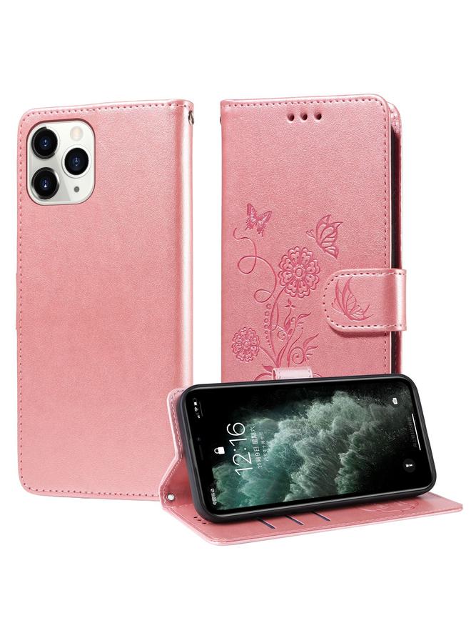 S-TOP Case For iPhone 11 Pro Max Embossed Butterfly Flowers Leather Phone Case - Image 1