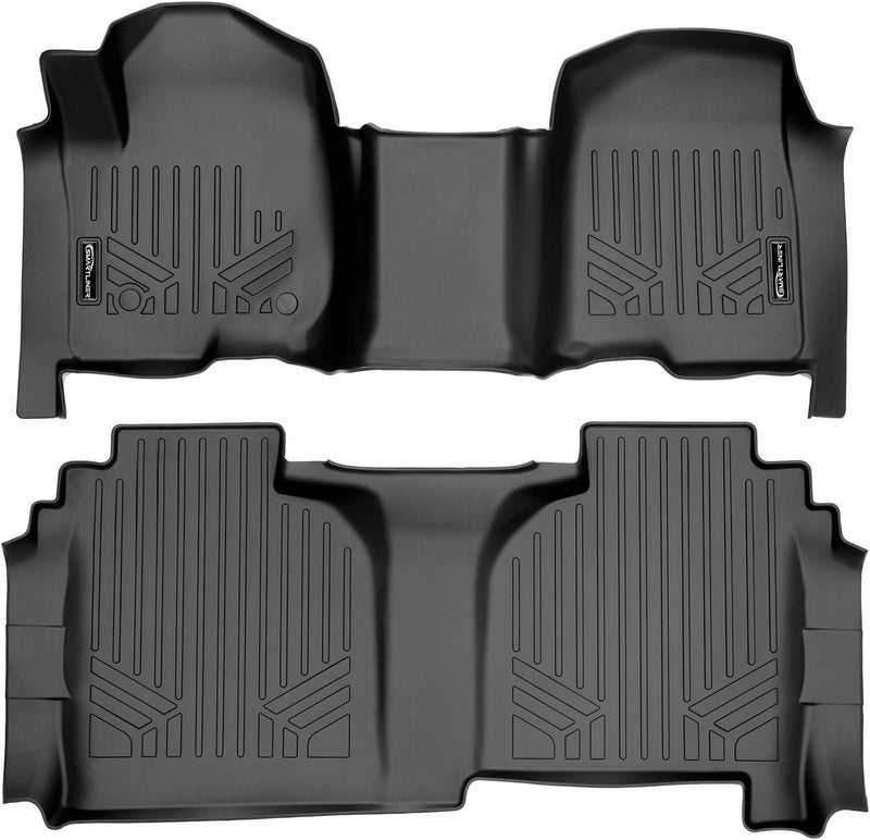 MAX LINER Custom Fit Floor Mats 2 Row Set Black for 2019-2022 Silverado/Sierra 1500 Double Cab - Image 1