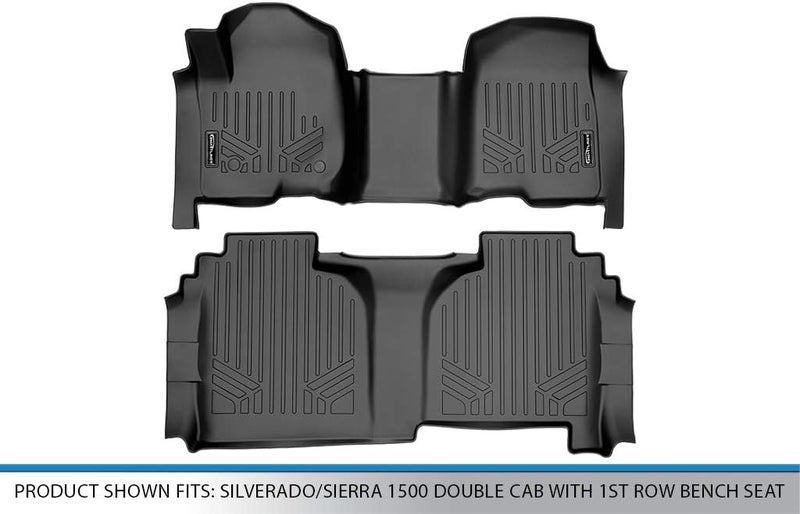 MAX LINER Custom Fit Floor Mats 2 Row Set Black for 2019-2022 Silverado/Sierra 1500 Double Cab - Image 5