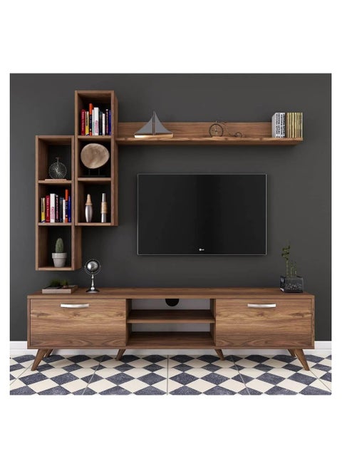 Woplek Modern Brown Wooden Tv Unit
