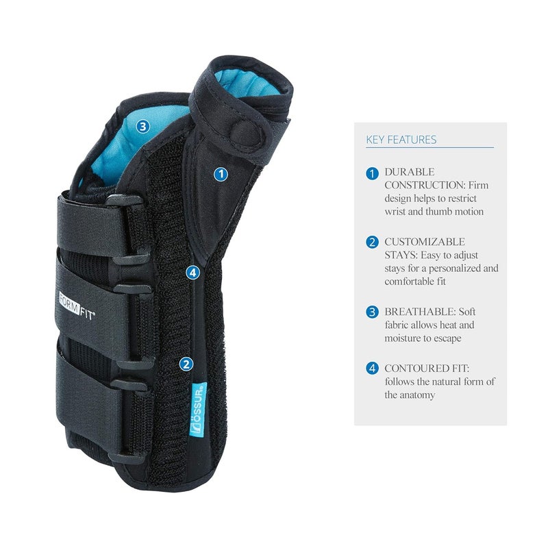 Ossur Formfit Universal Thumb Brace for SoftTissue Injuries DeQuervains Tendonitis and Gamekeepers Thumb Customizable Stays and Contact Closure Straps Breathable Material Left Universal - Image 2