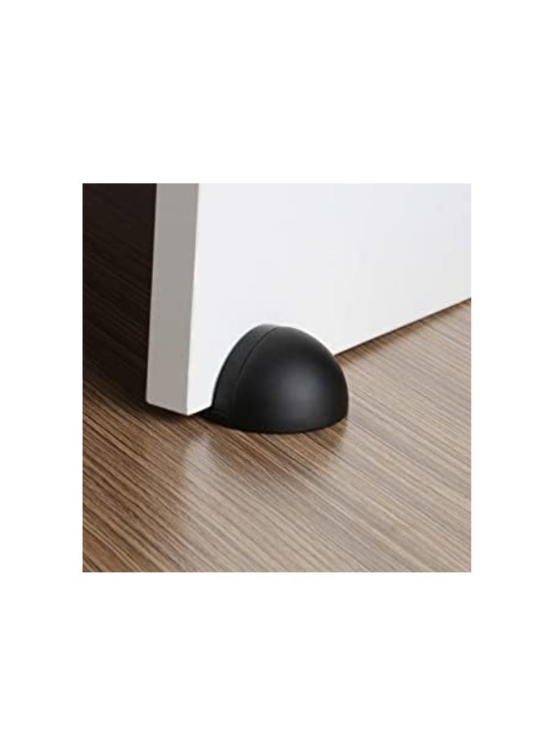 KNP Matt Black Door Stopper Half Moon Oval Floor Door Stop-Solid Stainless Steel Door Stopper and Rubber Bumper 1 Psc - Image 2