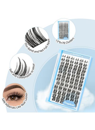 Lash Clusters 78 Pcs Cluster Lashes Eyelash Clusters Diy Cluster Eyelash Extensions Individual Lashes That Look Like Eyelash Extensions Natural Look Thin Band & Soft(Tropical,D-8-16Mix) - pzsku/Z8E89C9430FC0AD52E0C3Z/45/_/1734437845/2373f654-68b5-4be3-b5e7-fb4d43631602