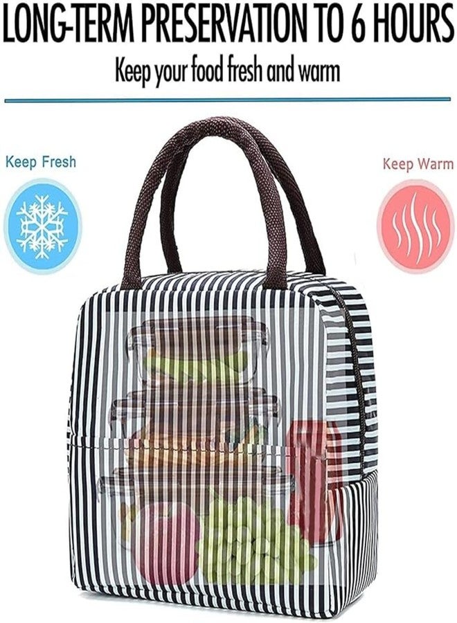 WEELZONE Portable Insulated Lunch Bags Thermal Cooler Tote Bag Picnic Organizer Portable and Reusable Lunch Bag for Women Work,Student Kids to School, Lunch Box (Vertical Strip Lunch Bag) - Image 5