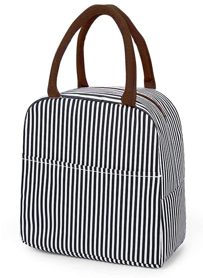 WEELZONE Portable Insulated Lunch Bags Thermal Cooler Tote Bag Picnic Organizer Portable and Reusable Lunch Bag for Women Work,Student Kids to School, Lunch Box (Vertical Strip Lunch Bag) - Image 1