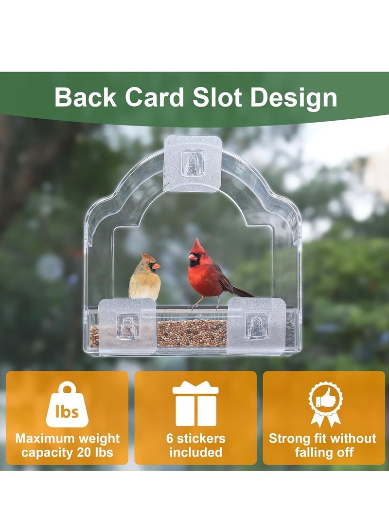 Excefore Window Bird Feeders for Outside, Clear Bird Window Feeder with 3 Strong Adhesive Sheets, Transparent Acrylic Bird House for Window Viewing, Removable Tray, Wild Bird Watching Gift - Image 5