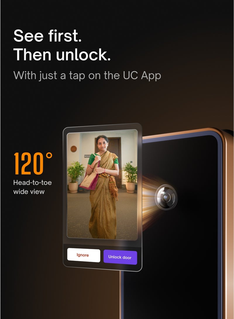 Native by UC Native Lock Pro with Camera Unlock & Doorbell Connect | 7-Way Unlock | Installation Excluded | 2 Year Warranty | Urban Company Smart Door Lock - Image 3