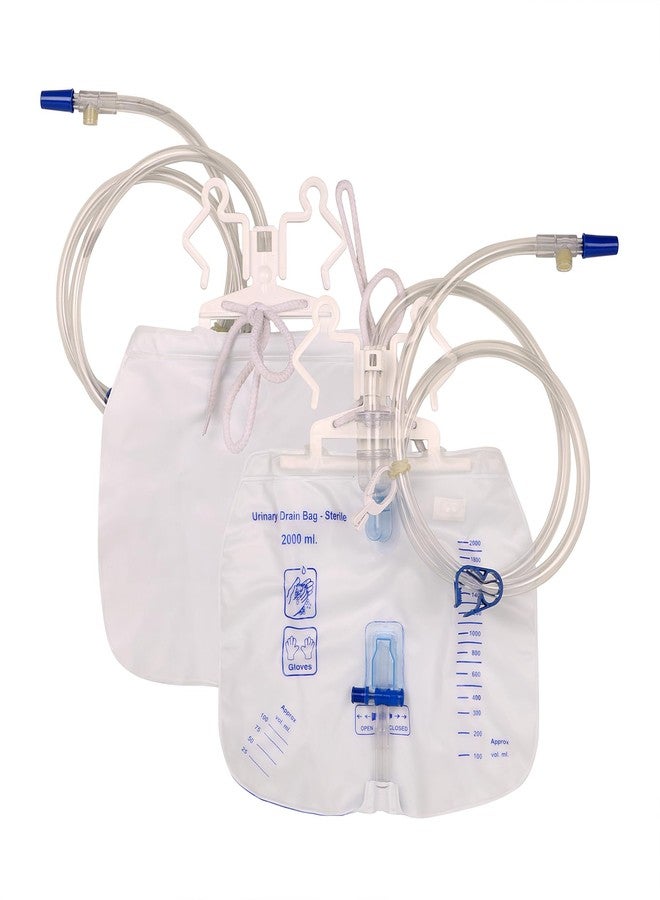 ANGEL TOUCH Pack of 5,Angel Touch Disposable Urinary Drainage Bag, Urine Collection Bag 2000 ml Volume,with Anti-Reflux Chamber, 48" Drainage Tube, Clips and Hanging Hook for Home,Professional and Hospitals. - Image 5