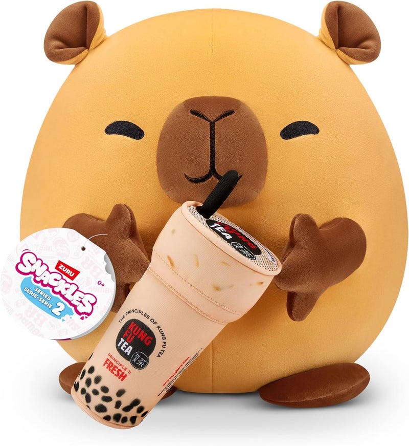 Snackles 77606D Capybara (Kung Fu, Bubble Tea), Shiba Inu, Series 2, Large Plush Toy, Large (40 cm) - Image 1