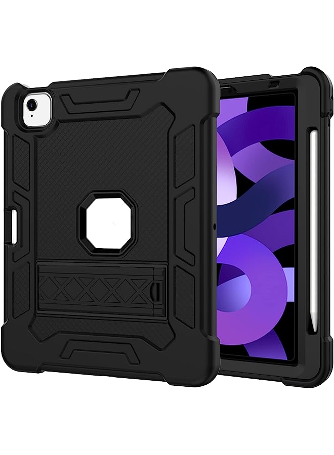 Procases Rugged Protective Case For New Ipad Air 5 10.9 Inch 2022 / Ipad Air 4 10.9 Inch 2020, Heavy Duty Shockproof Case With Built-In Pencil Holder Kickstand –Black - Image 1