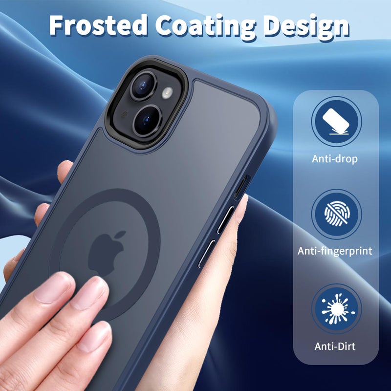 CACOE Magnetic Case for iPhone 13 & iPhone 14 6.1 inch-Compatible with MagSafe & Magnetic Car Phone Mount,TPU Thin Phone Cases Cover Protective Shockproof Anti-Fingerprint(Dark Blue) - Image 4