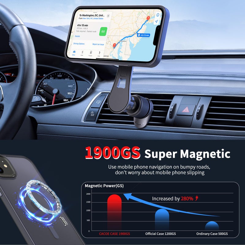 CACOE Magnetic Case for iPhone 13 & iPhone 14 6.1 inch-Compatible with MagSafe & Magnetic Car Phone Mount,TPU Thin Phone Cases Cover Protective Shockproof Anti-Fingerprint(Dark Blue) - Image 2