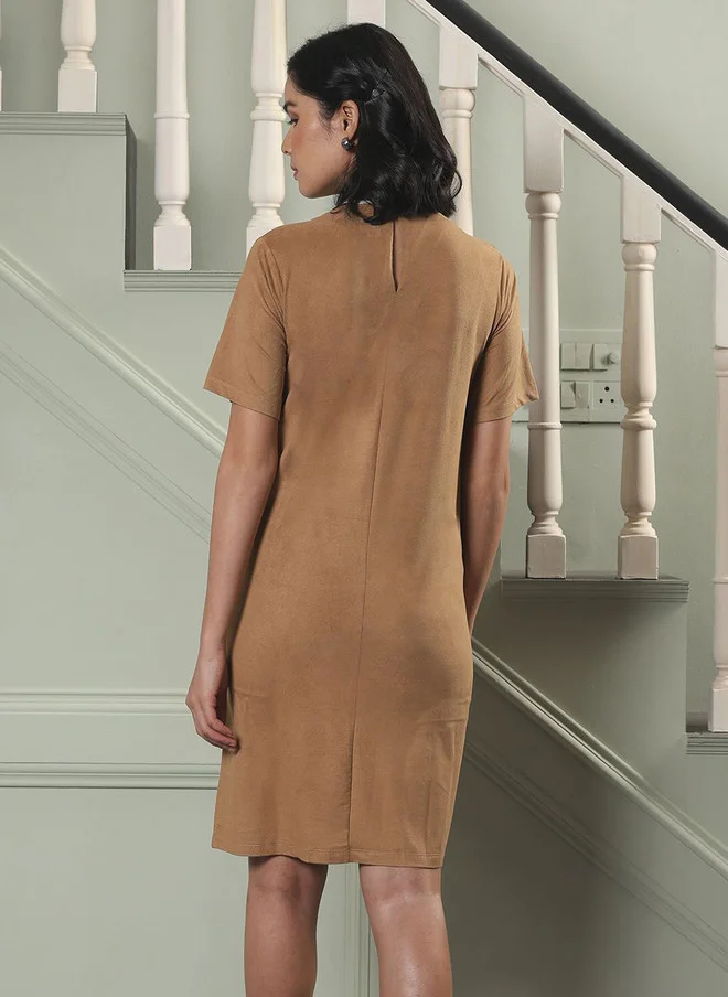 Salt Attire  SALT ATTIRE Women Round Neck Velvet T-shirt Dress for Women | Best Price UAE